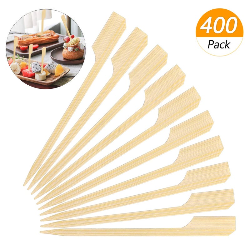 Hysagtek 400 Pcs 3.5 Inch Bamboo Skewers Wood Paddle Picks Cocktail Toothpicks Wooden Bamboo Skewers Toothpicks for Cocktail, Appetizers, Fruit, Sandwich, Grilling, Barbeque, Snacks - Image 2